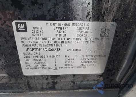 2016 Chevrolet Colorado Z71 из США, поврежденный, VIN 1GCPTDE18G1344873